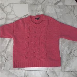 Hot pink cable knit sweater